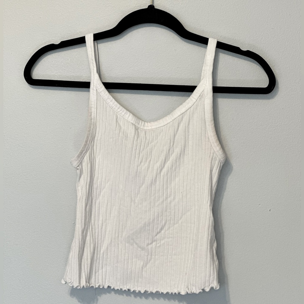 White cropped spaghetti strap tank from old navy, size S